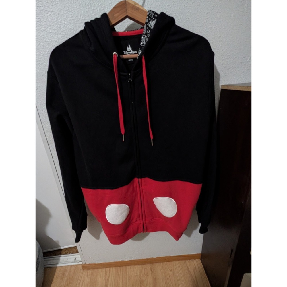 Disney Parks MICKEY MOUSE Hoodie Jacket Men's Medium Ears Pockets Blk/Red NWT - Picture 4 of 10